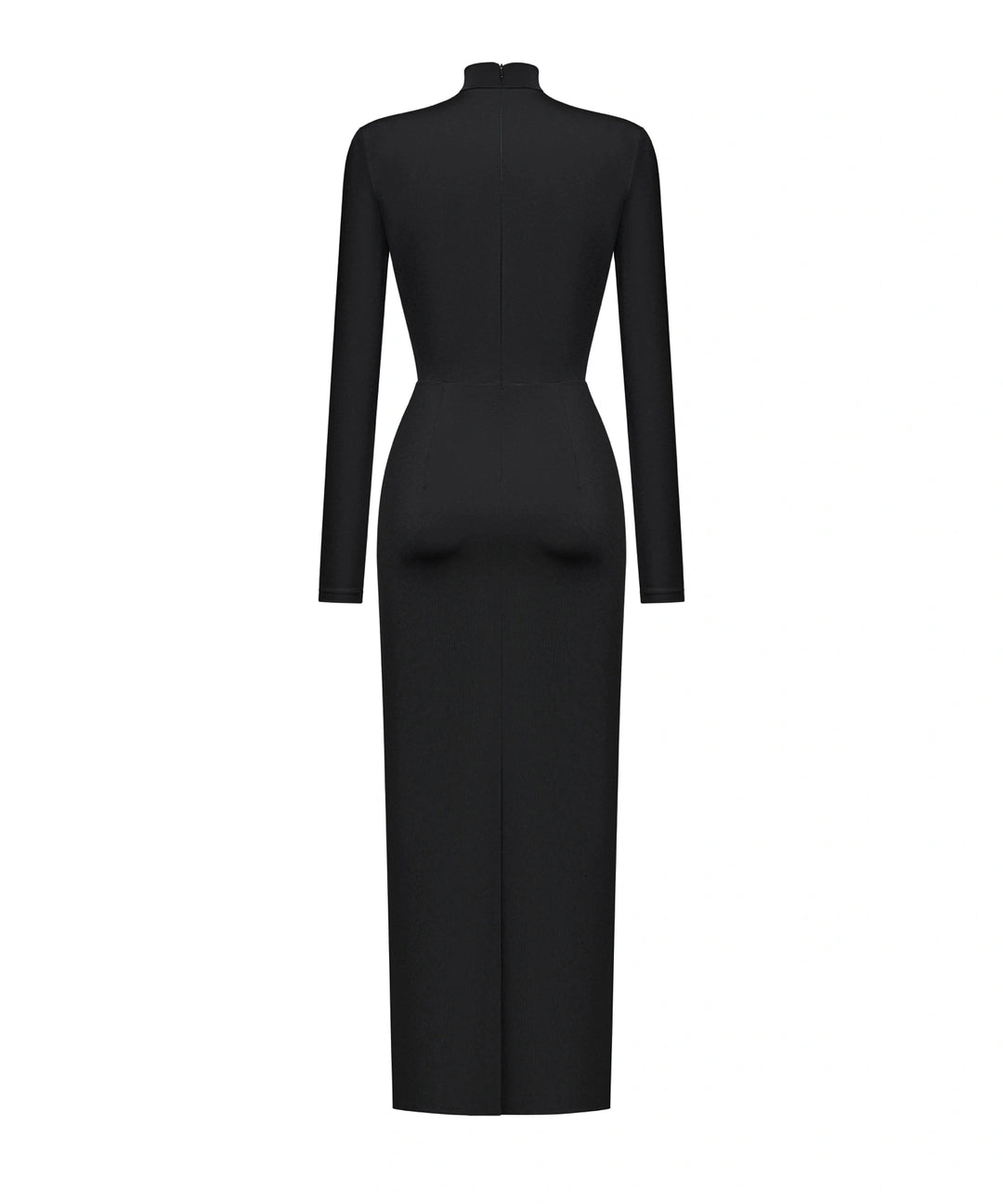 MADELINE, BLACK BIFLEX MIDI DRESS WITH SLIT