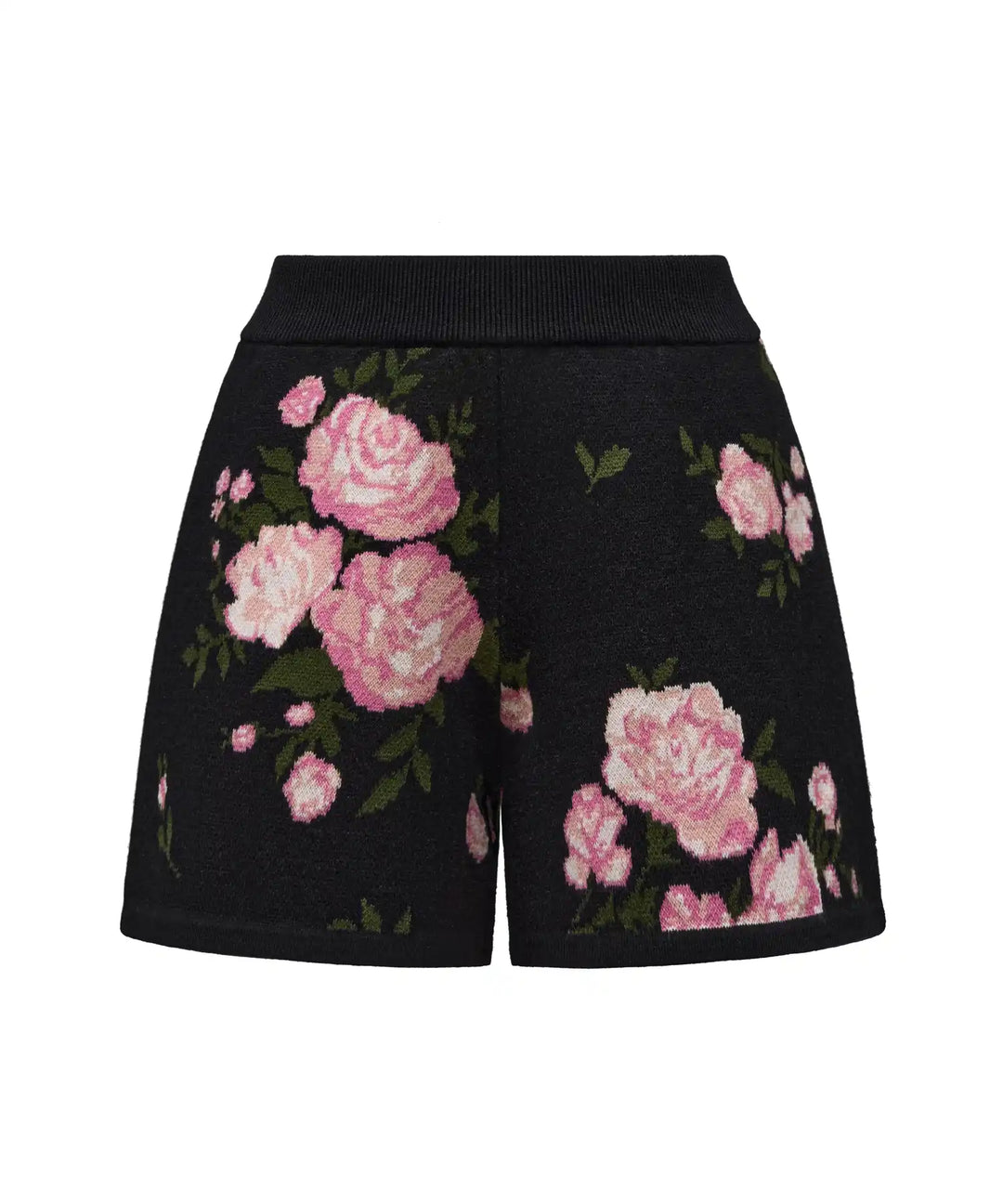 HOLLY, BLACK COTTON KNITTED SET WITH PINK MEDIUM FLOWERS