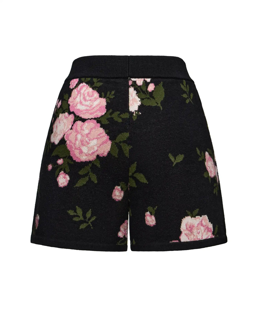 HOLLY, BLACK COTTON KNITTED SET WITH PINK MEDIUM FLOWERS