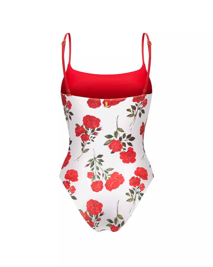 PALMER, REVERSIBLE ONE-PIECE SWIMSUIT, MILKY WHITE WITH MEDIUM RED FLOWERS / RED