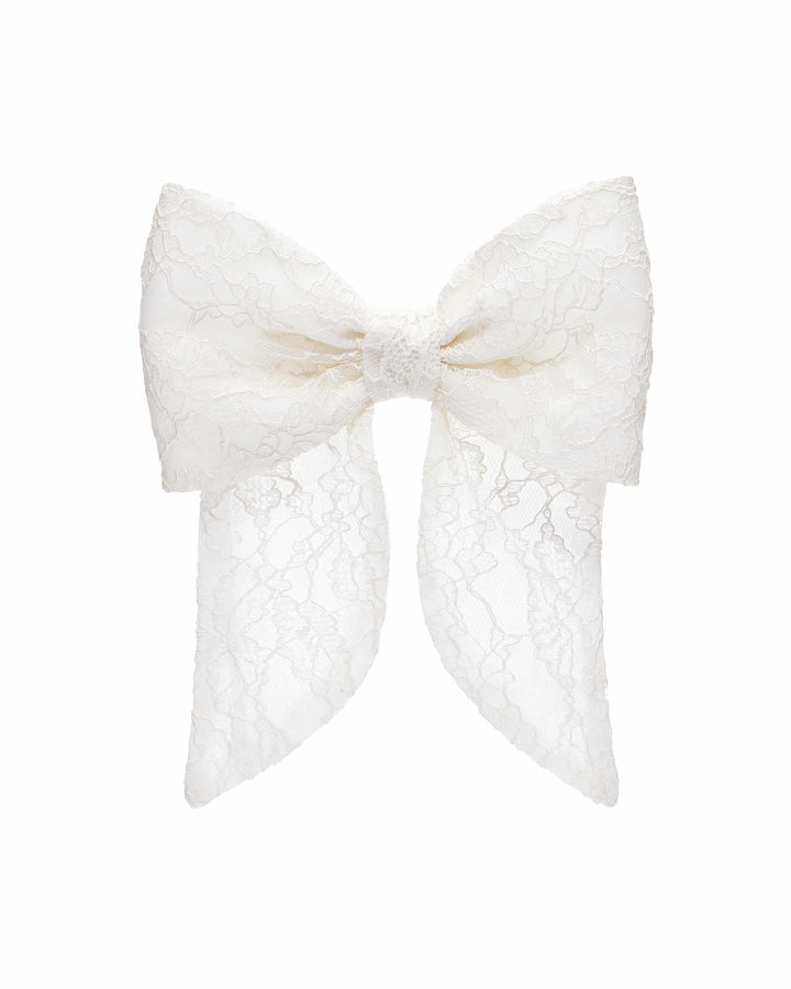 MIRELLA, LACE BOW HAIR CLIP MILKY