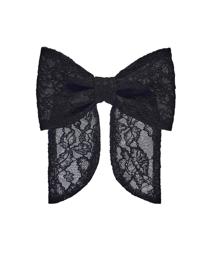 MIRELLA, LACE BOW HAIR CLIP BLACK