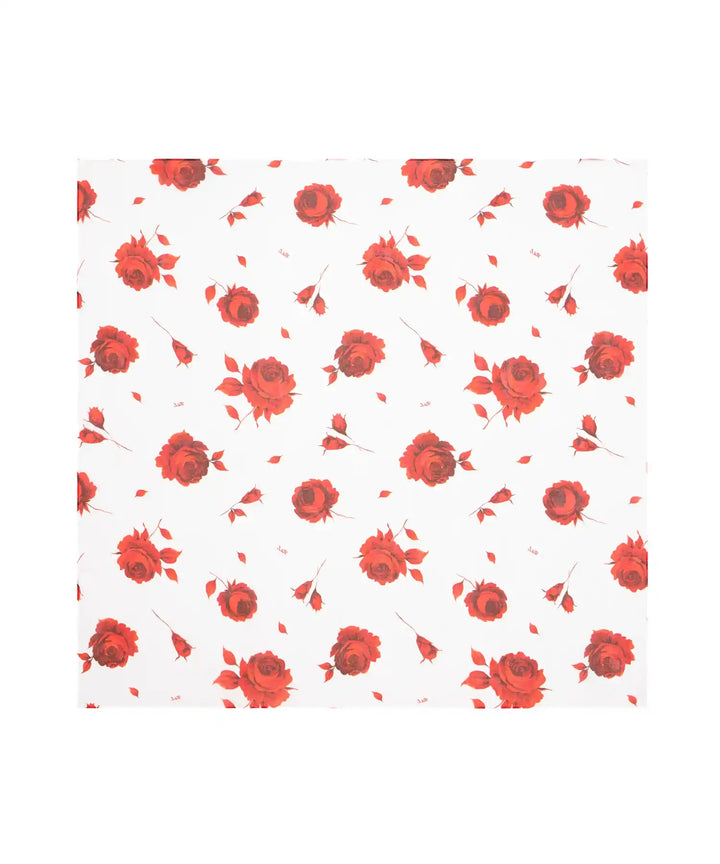 LETICIA, HEADSCARF MADE OF IVORY CHIFFON WITH RED FLOWERS