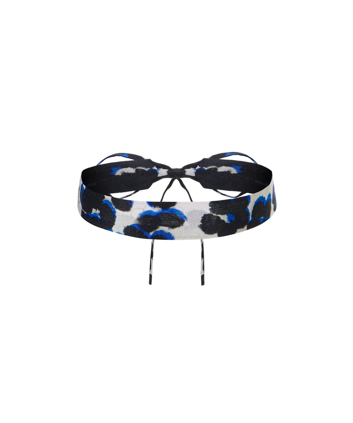 LORA, MILKY CREPE DE CHINE CHOKER WITH MEDIUM BLACK FLOWERS