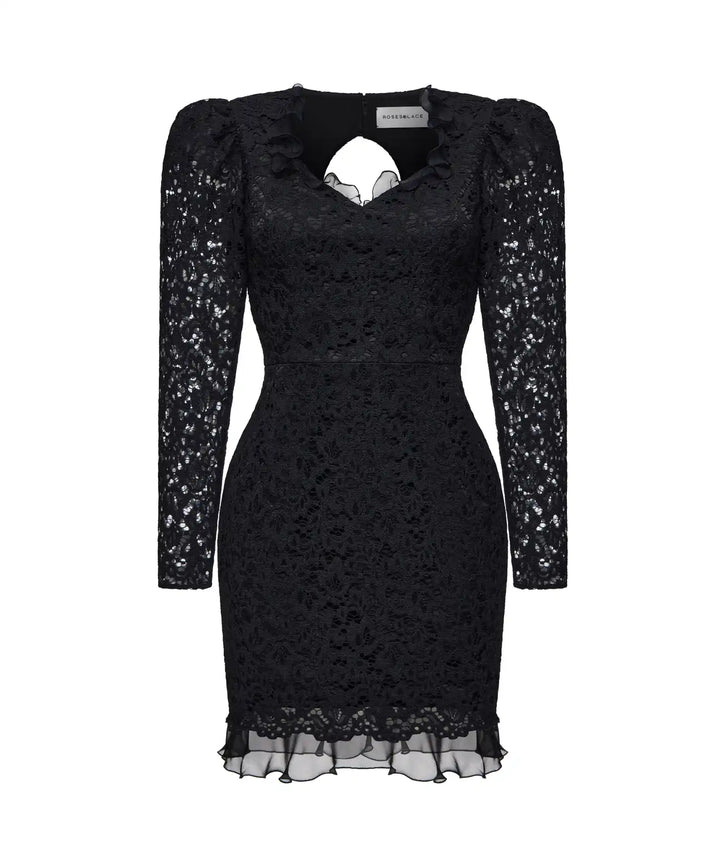 CHERIE, BLACK LACE MINI DRESS