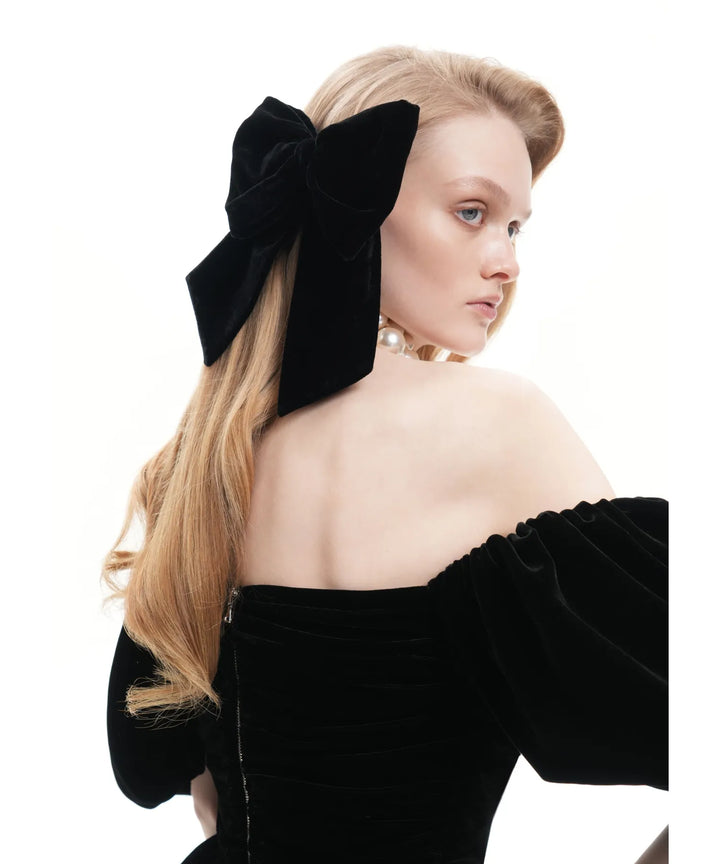 MIRELLA, BLACK VELVET BOW HAIR CLIP