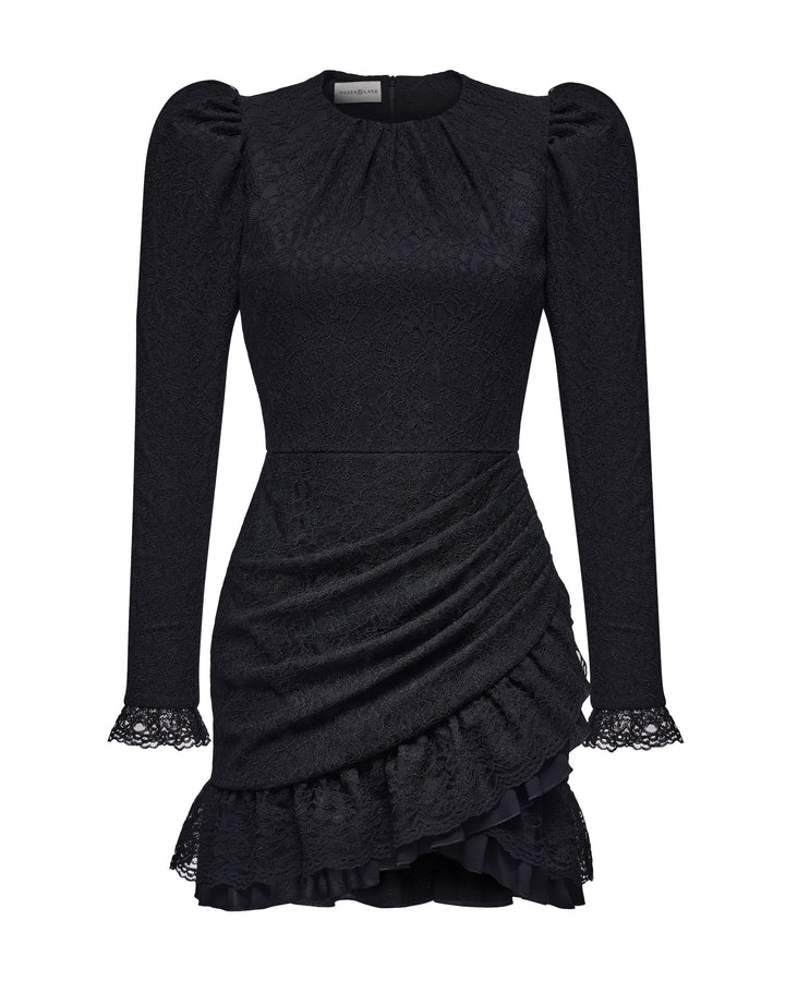 CHARLOTTE, LACE MINI DRESS BLACK