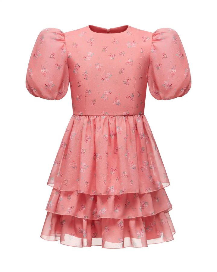 FIFI, A BABY PINK CHILDREN'S DRESS ADORNED WITH SMALL LAVENDER FLOWERS