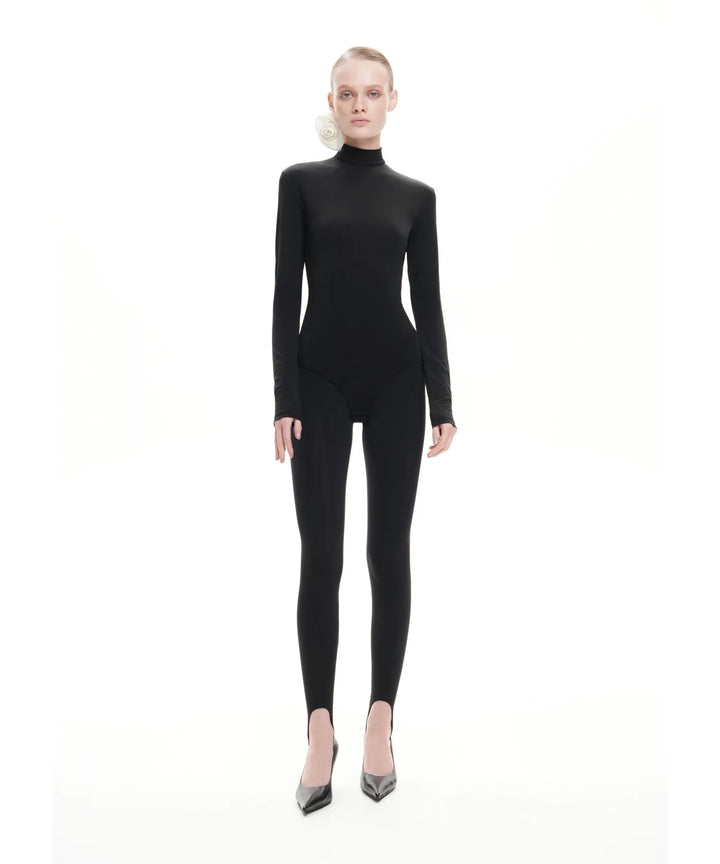 MADI, BLACK BIFLEX TURTLENECK BODYSUIT