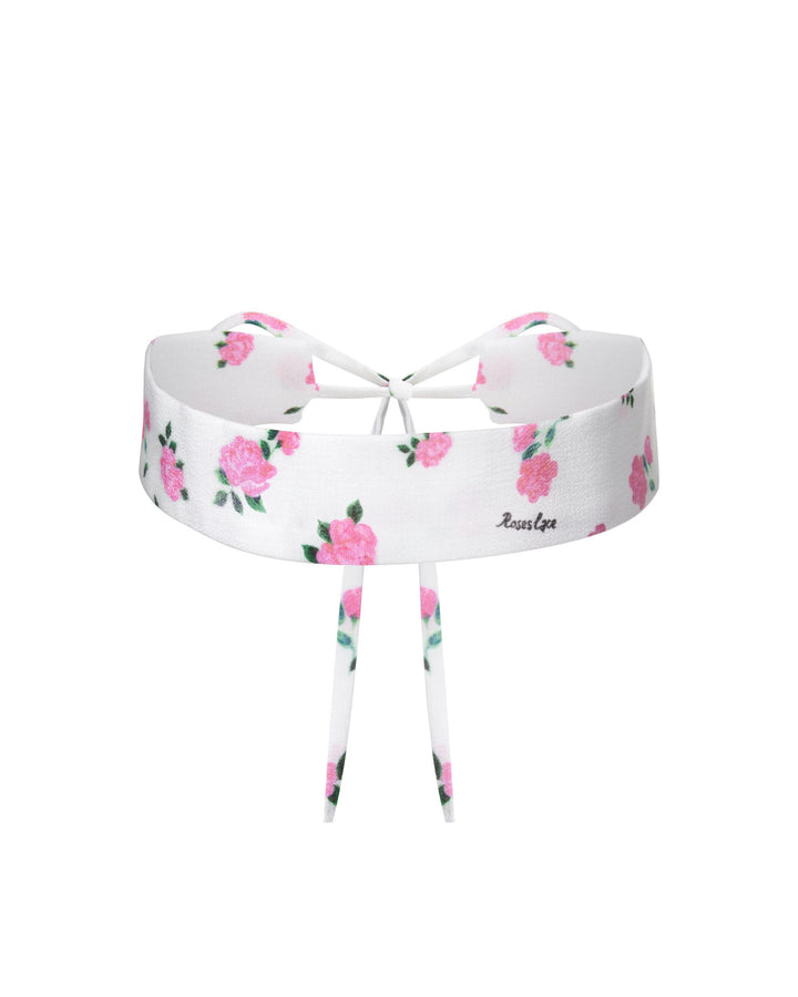 LORA, CHOCKER MILKY WITH CRIMSON ROSE PRINT