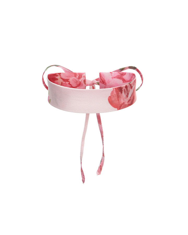 LORA, LIGHT PINK CHOKER WITH MEDIUM PINK FLOWERS