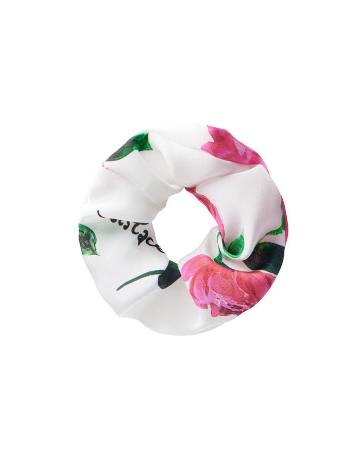 BRUNA, SCRUNCHIE MILKY WITH CRIMSON ROSE PRINT