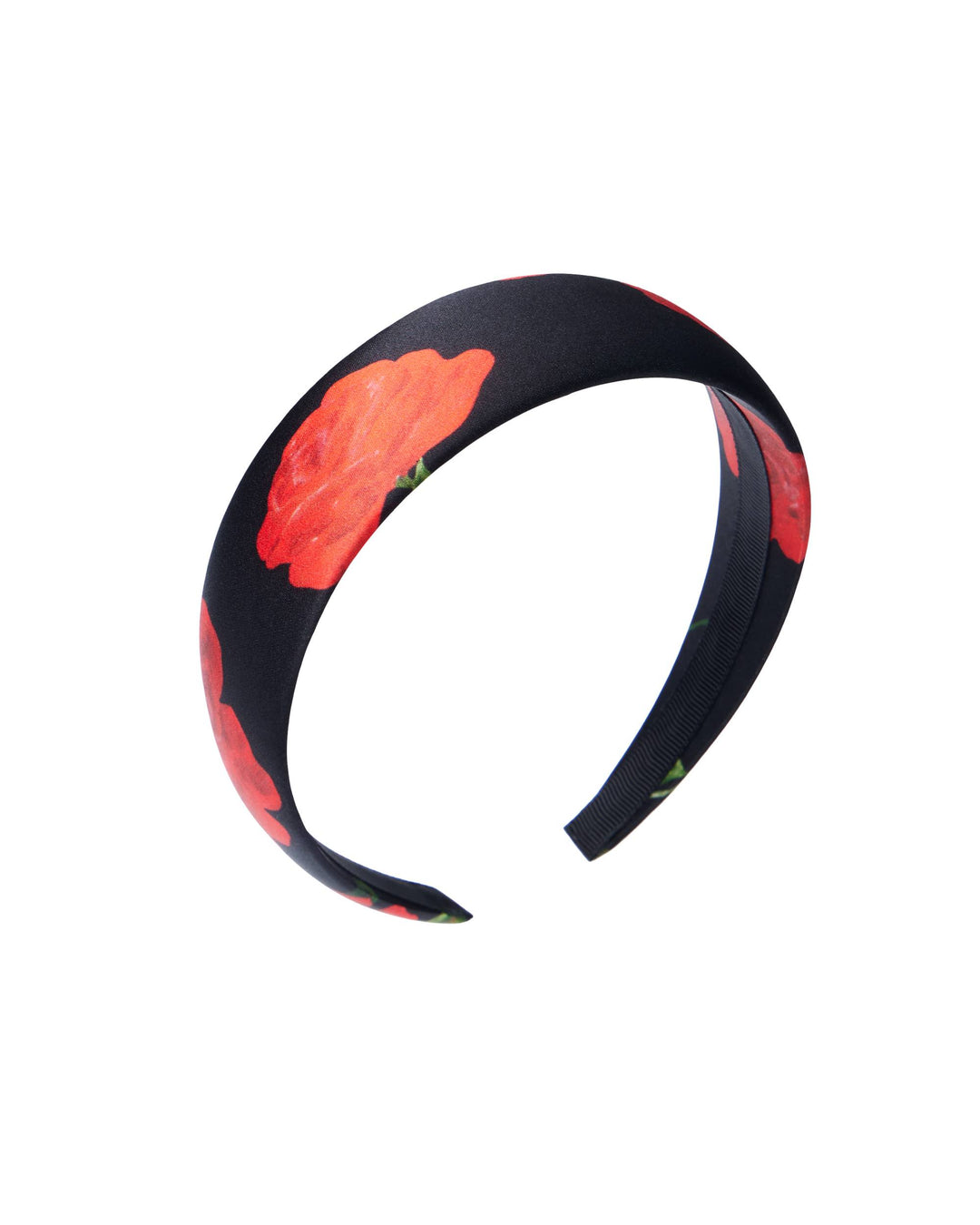 NOELIA, HEADBAND BLACK WITH RED ROSE PRINT