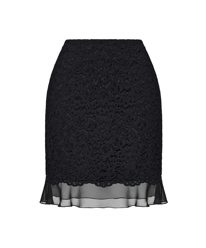 NONA, BLACK LACE MINI SKIRT