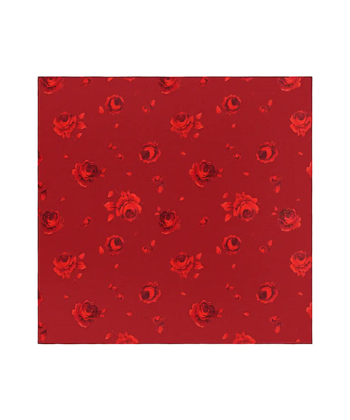 LETICIA, HEADSCARF MADE OF BURGUNDY CHIFFON WITH RED FLOWERS