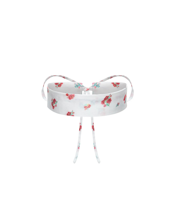 LORA, MILKY WHITE CHOKER WITH SMALL RED FLOWERS