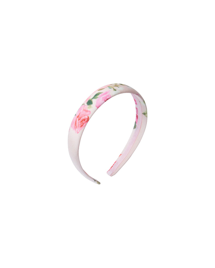 NOEMI, BABY PINK CHILDREN'S HEADBAND WITH MEDIUM PINK FLOWERS