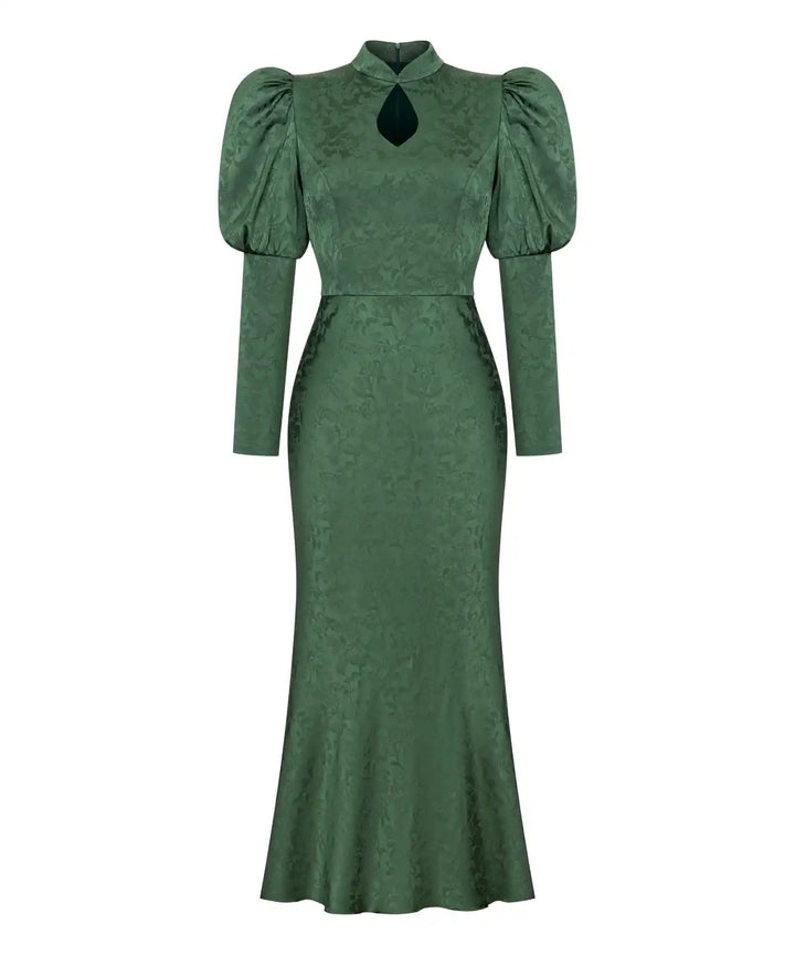 GIANNETTA, GREEN JACQUARD MIDI DRESS