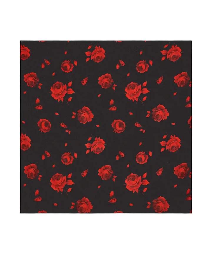 LETICIA, HEADSCARF MADE OF BLACK CHIFFON WITH RED FLOWERS