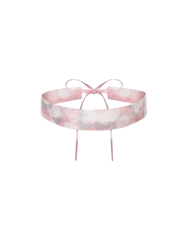 LORA, PINK CHIFFON CHOKER WITH MEDIUM MILKY FLOWERS