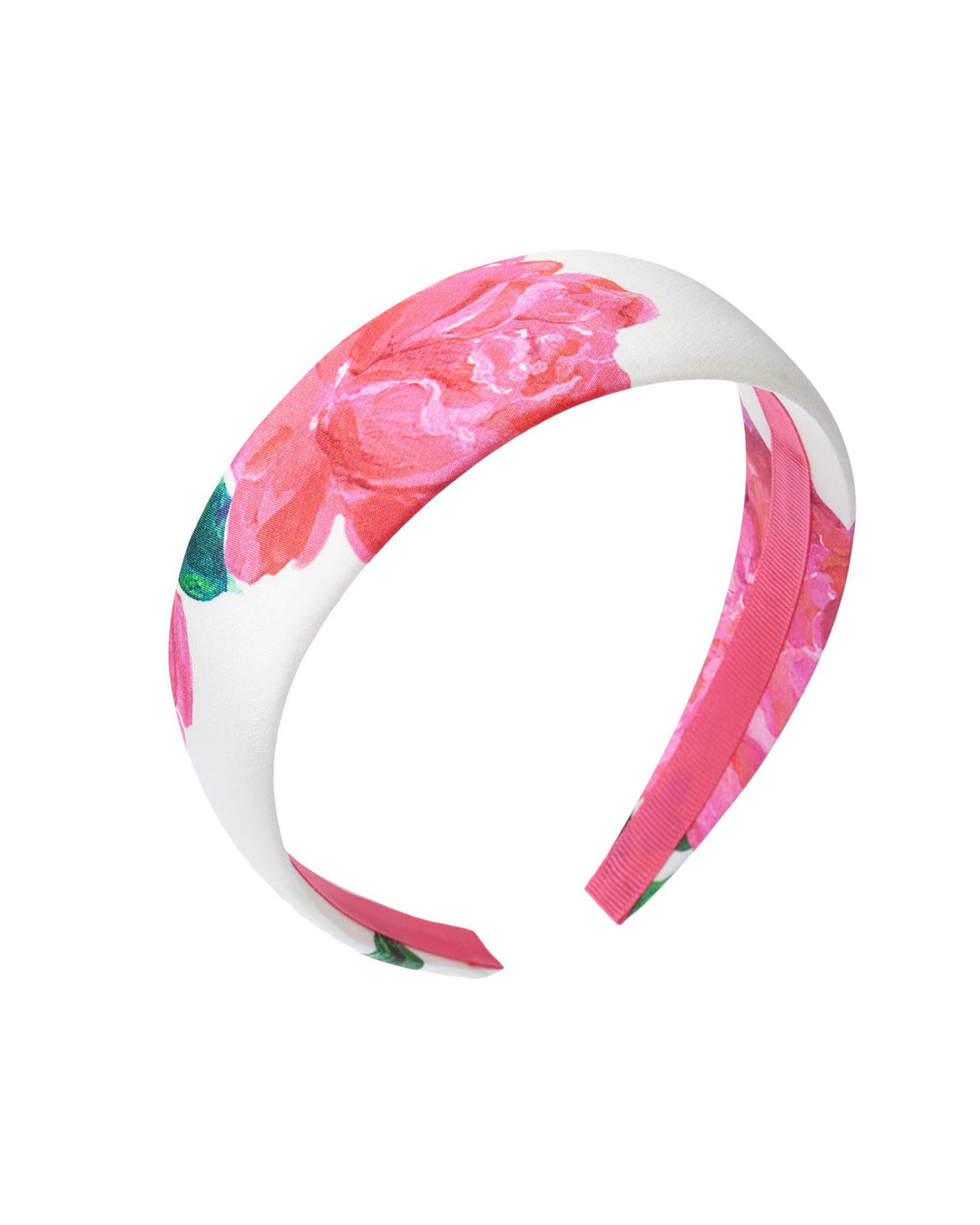 NOELIA, HEADBAND MILKY WITH CRIMSON ROSE PRINT