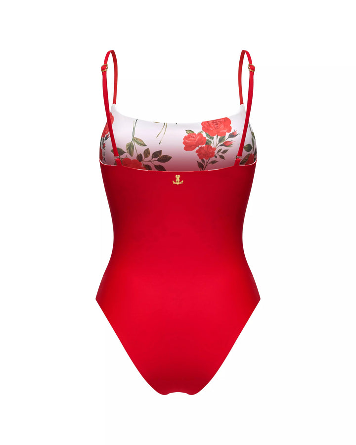 PALMER, REVERSIBLE ONE-PIECE SWIMSUIT, MILKY WHITE WITH MEDIUM RED FLOWERS / RED