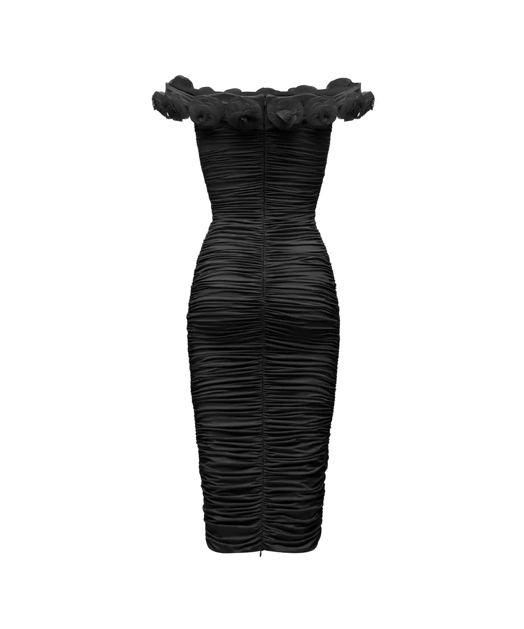 FLORENCE, MIDI DRESS MADE OF BLACK BIFLEX