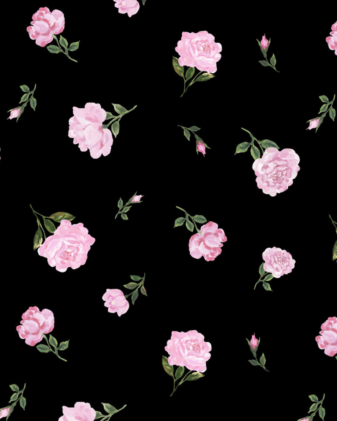 LORA, CHOCKER BLACK WITH PINK ROSE PRINT