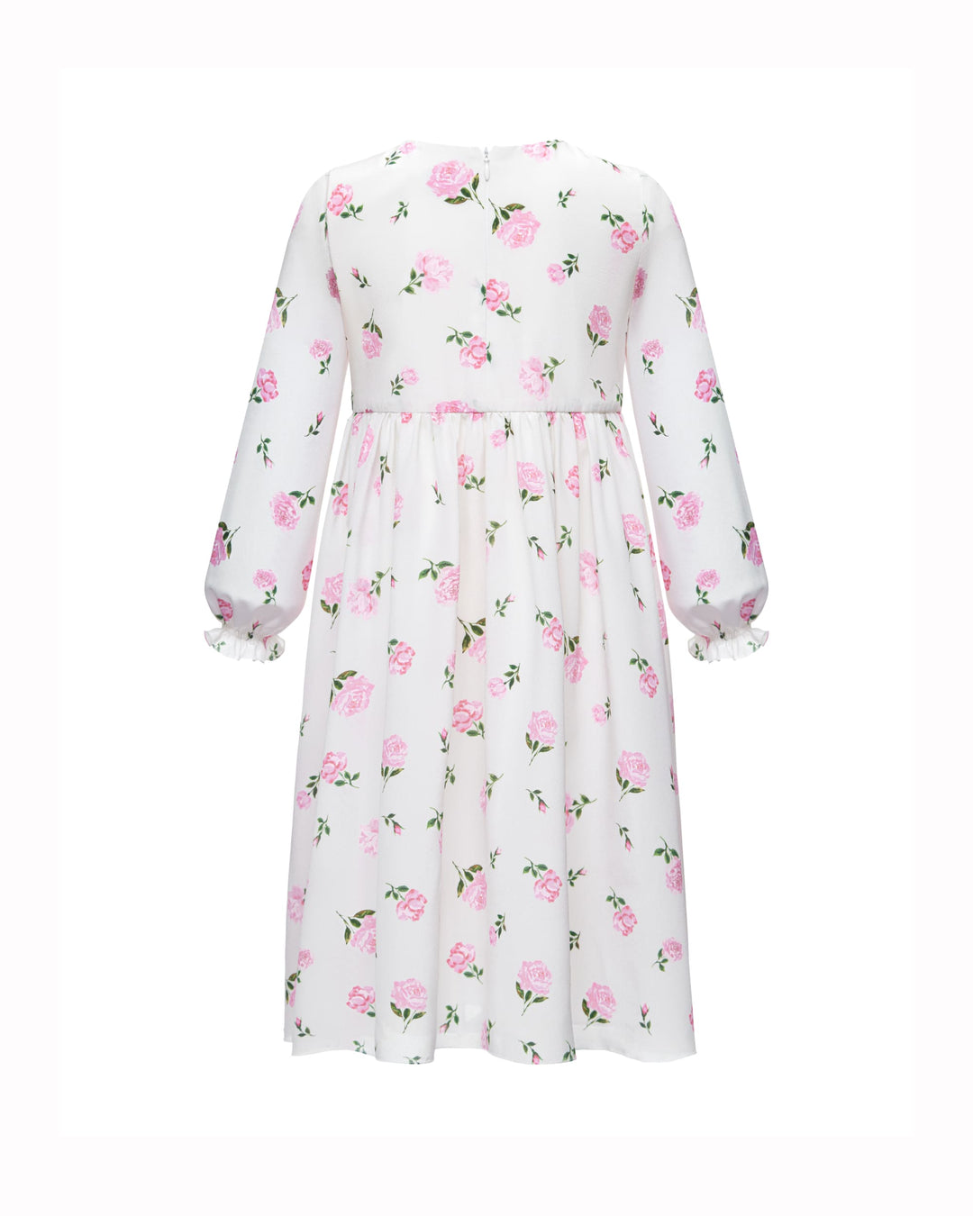 EVA, CHILDREN’S DRESS MILKY WITH PINK ROSE PRINT