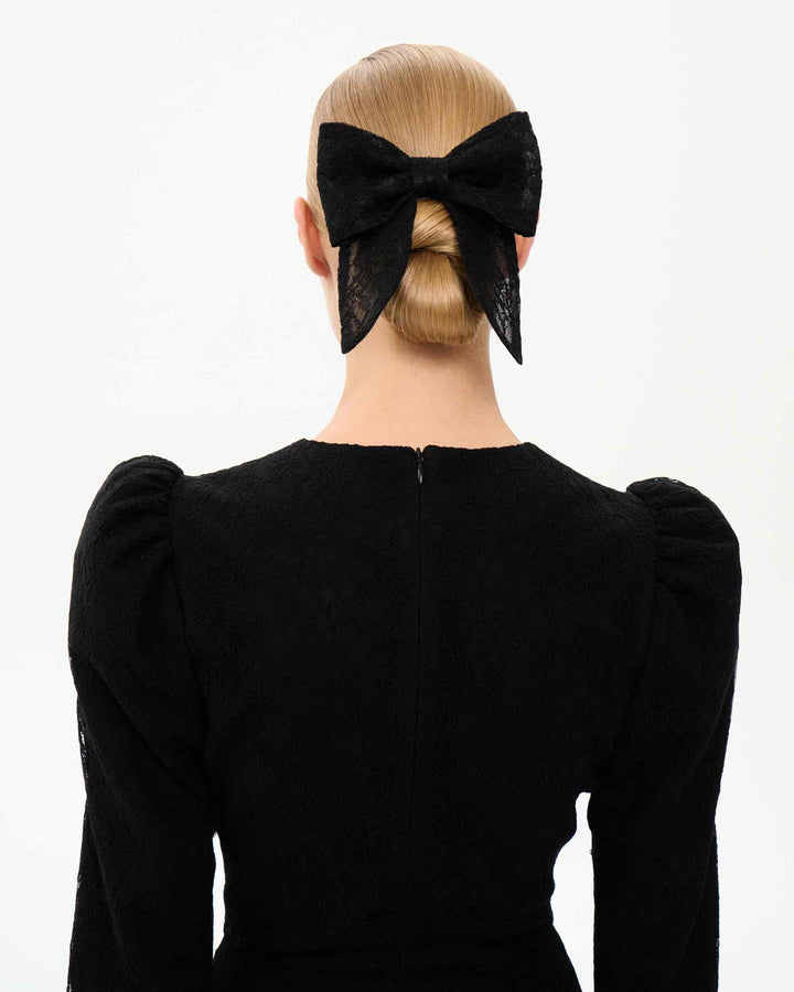 MIRELLA, LACE BOW HAIR CLIP BLACK