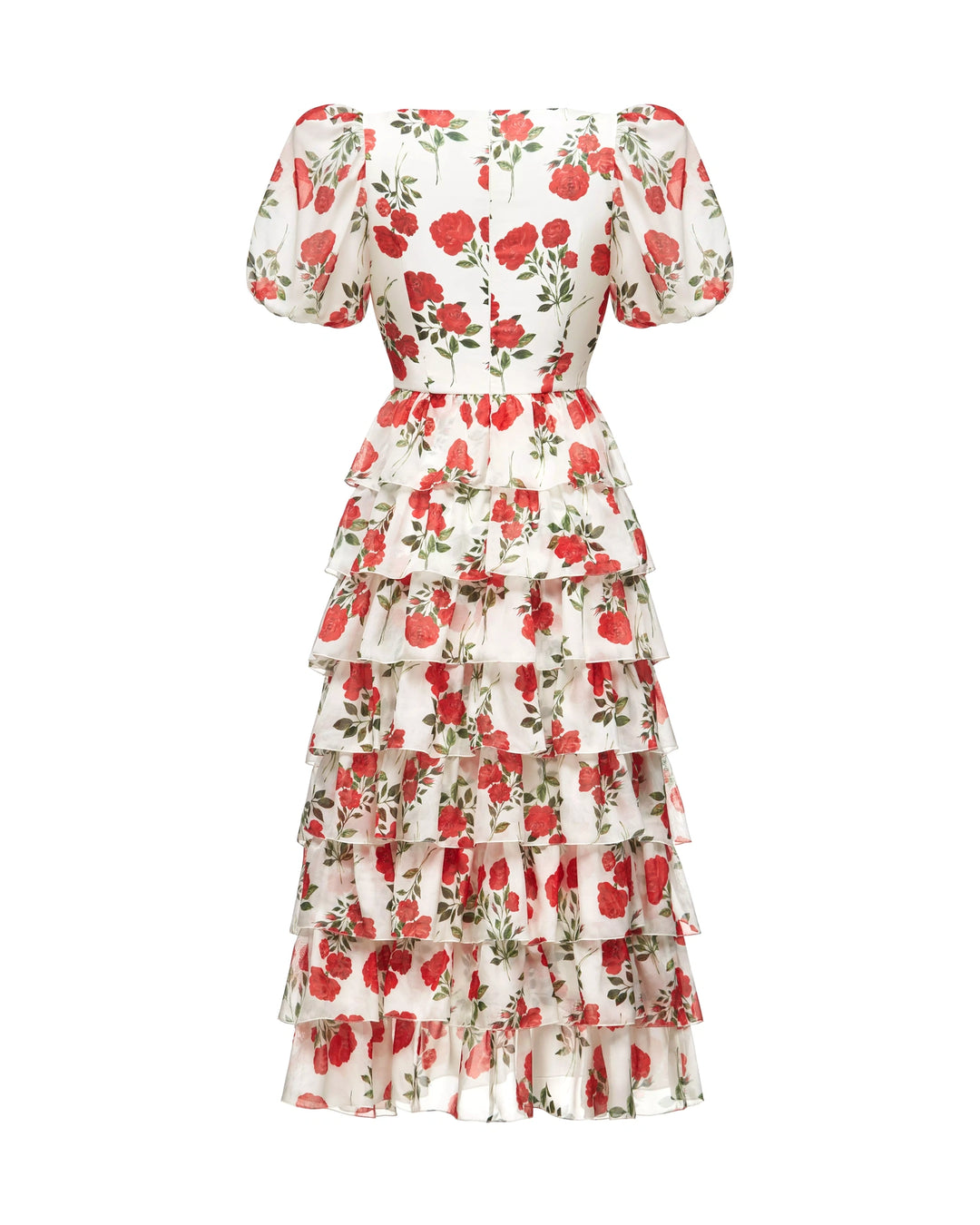 SUSANNA, SILK MAXI DRESS WITH FEATURING SCALLOPED TIERS FLORAL PRINT DRESS