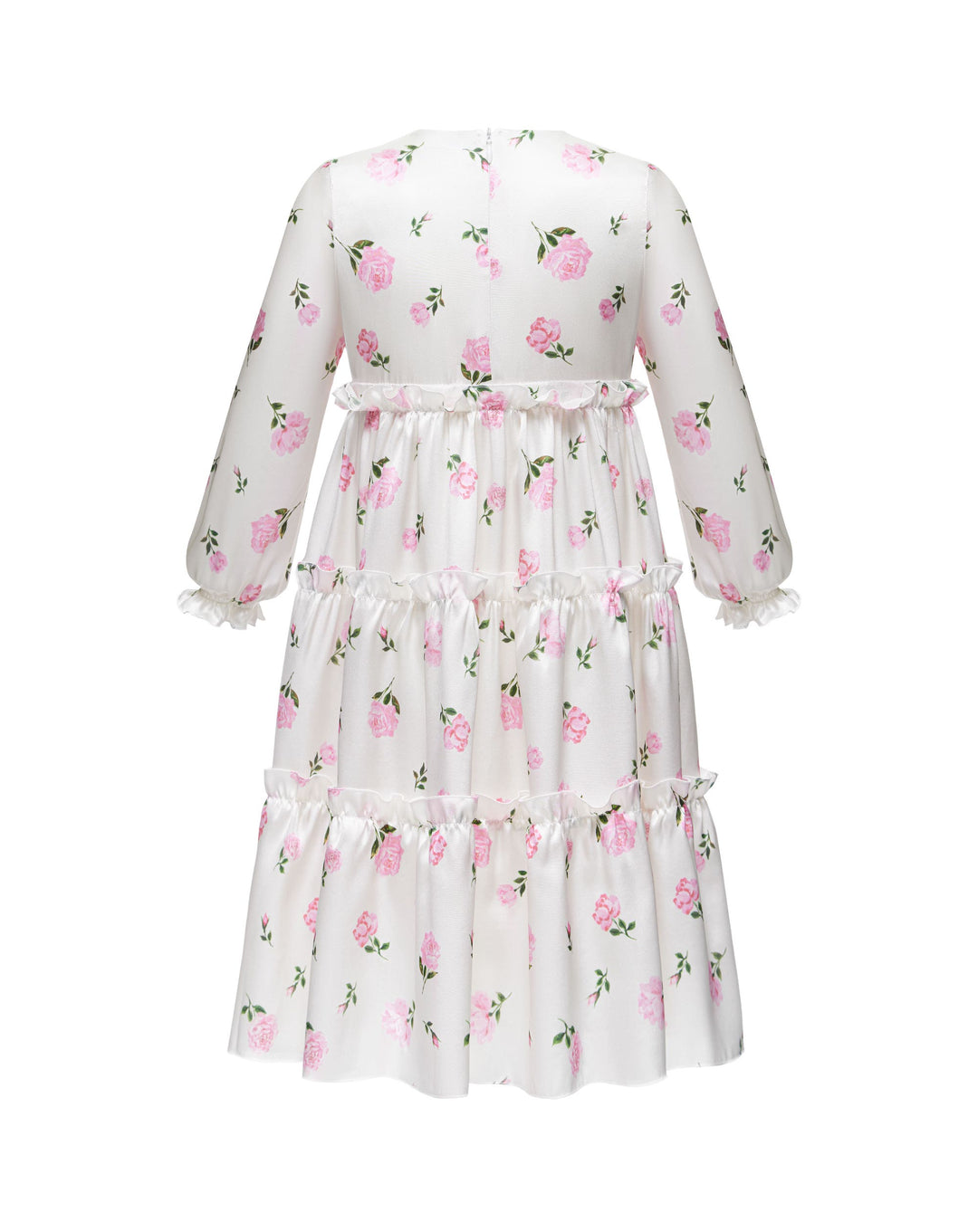 ALISA, CHILDREN’S DRESS MILKY WITH PINK ROSE PRINT