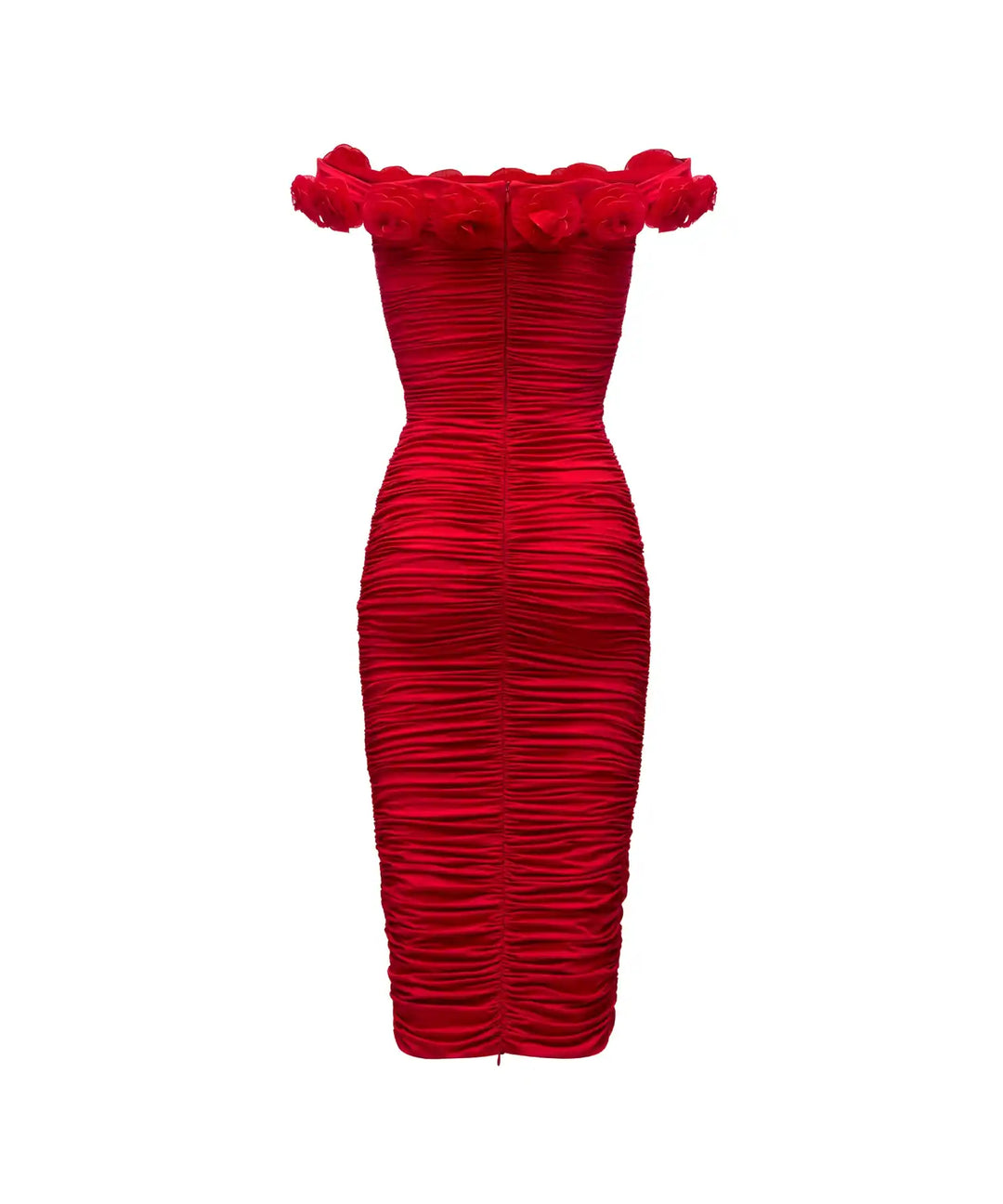 FLORENCE, MIDI DRESS MADE OF RED BIFLEX