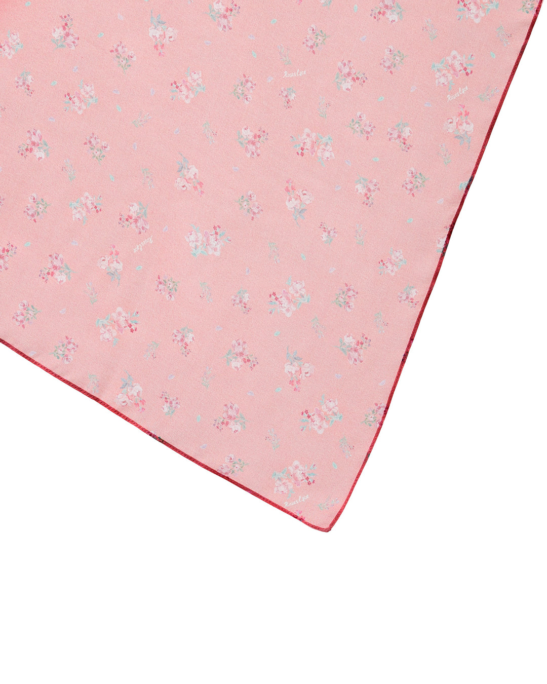 LETICIA, BABY PINK HEADSCARF WITH SMALL PURPLE FLOWERS