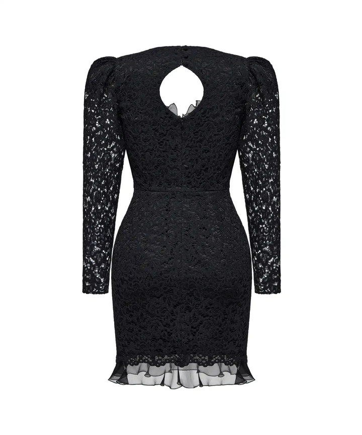 CHERIE, BLACK LACE MINI DRESS