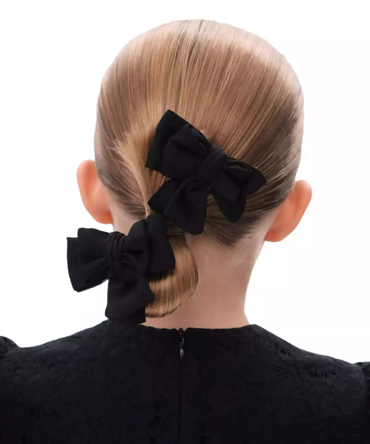 MIMI, CHILDREN'S BOW HAIR CLIPS BLACK CHIFFON