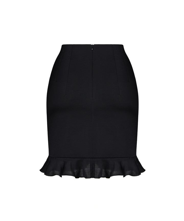 MONA, BLACK RAYON MINI SKIRT