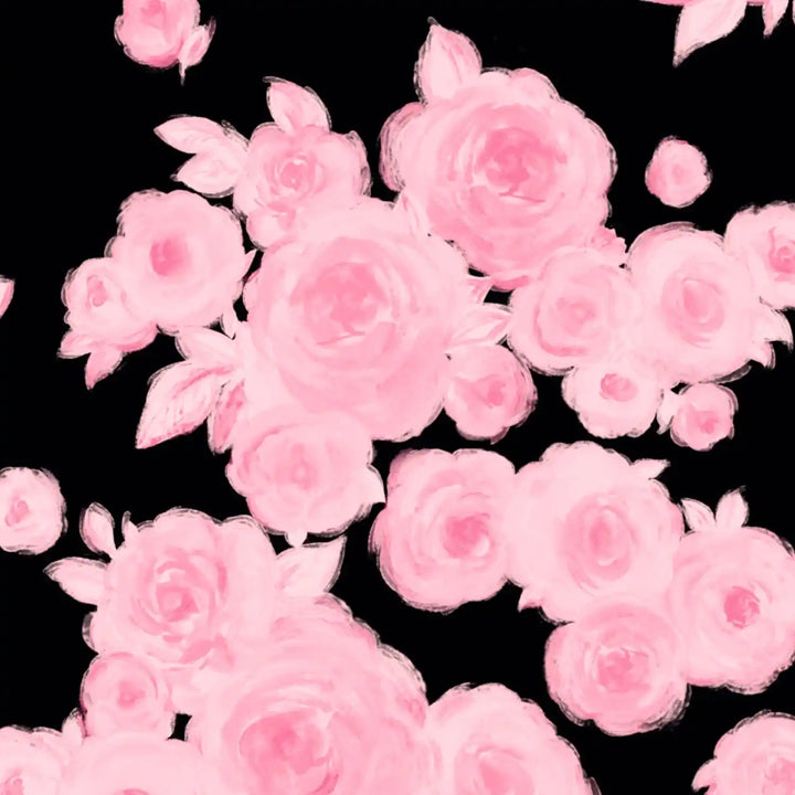 Luana,black chiffon ribbon with pink flowers