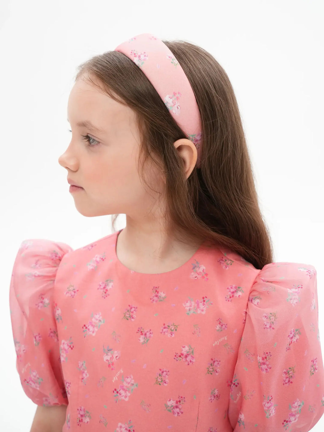 NOEMI, BABY PINK CHILDREN'S HEADBAND WITH MEDIUM-SIZED PINK FLOWERS