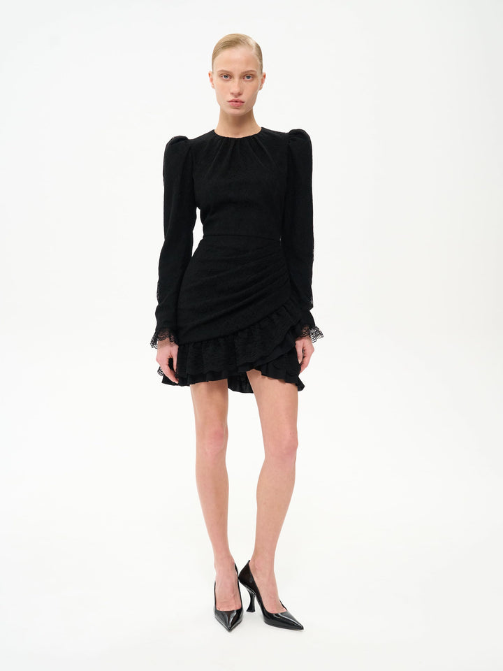 CHARLOTTE, LACE MINI DRESS BLACK