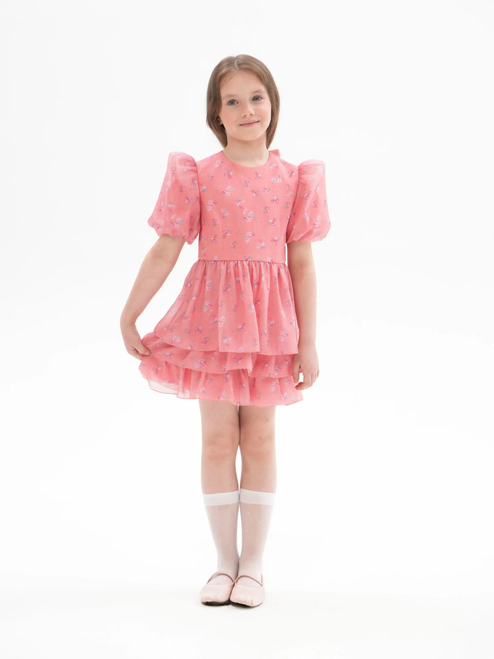 FIFI, A BABY PINK CHILDREN'S DRESS ADORNED WITH SMALL LAVENDER FLOWERS