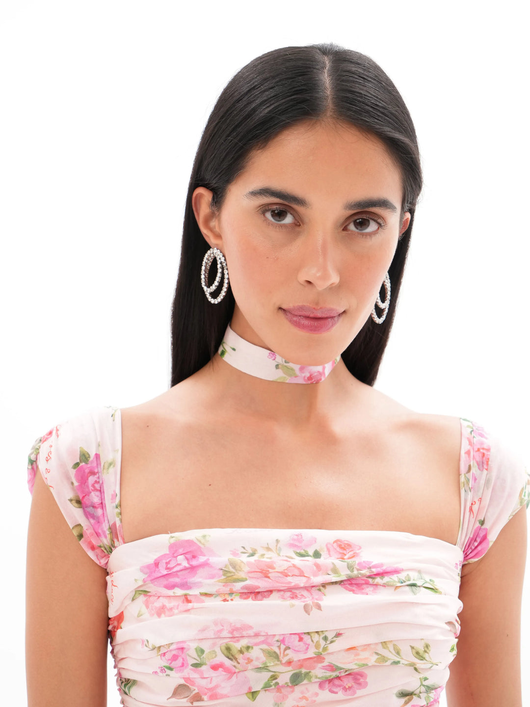 LORA, LIGHT PINK CHOKER WITH SMALL LILAC FLOWERS