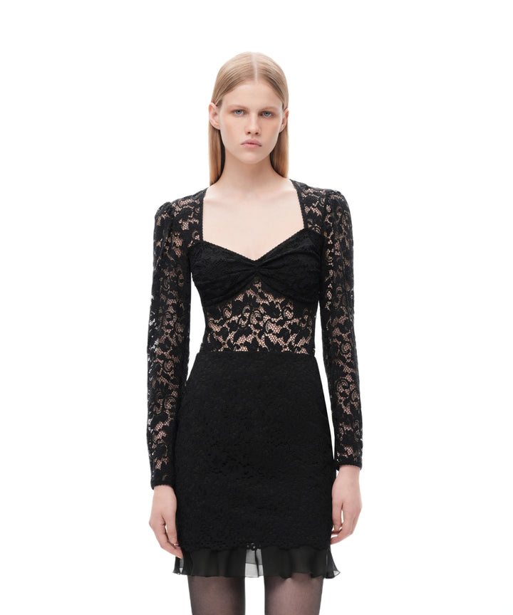 NONA, BLACK LACE MINI SKIRT