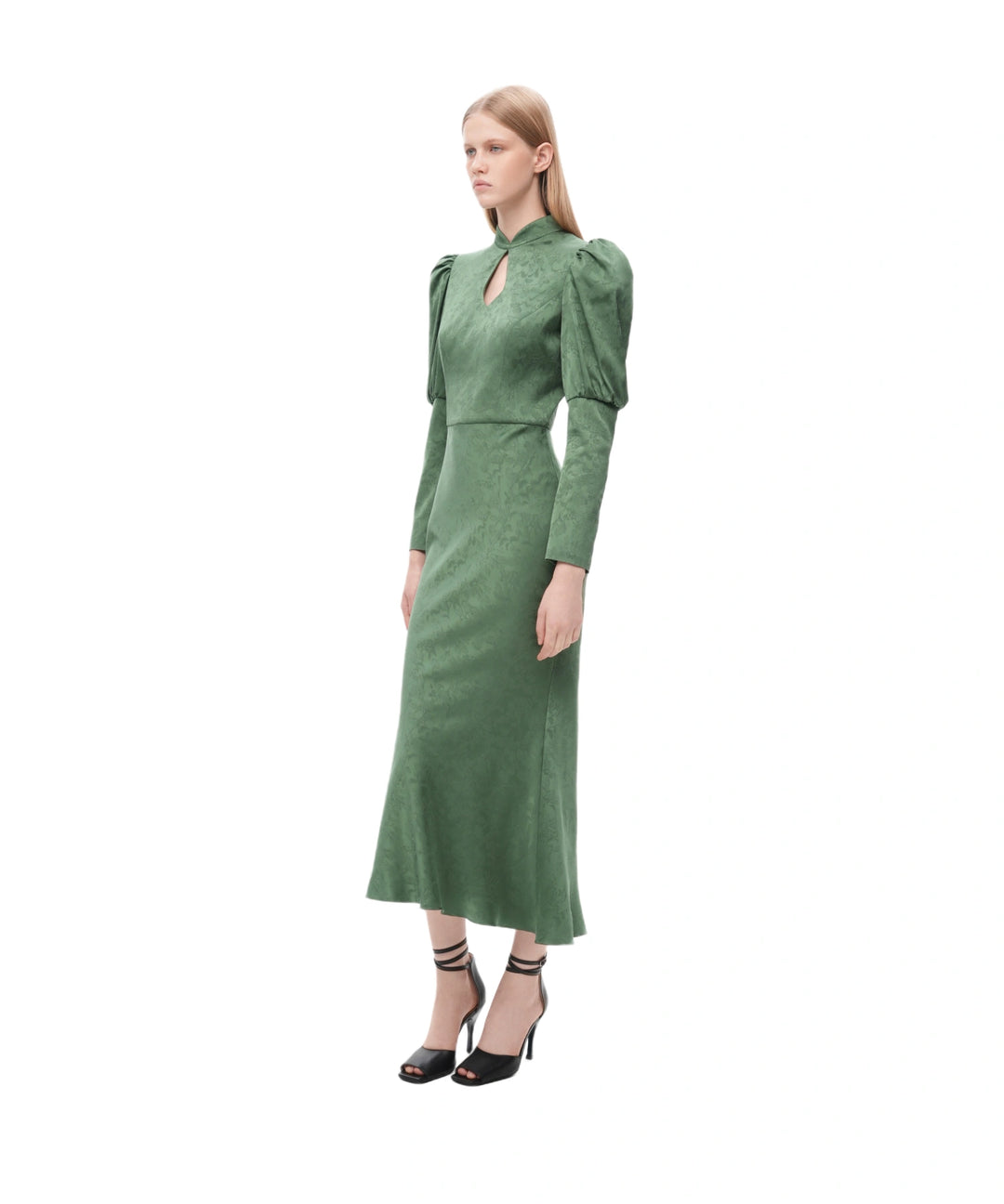 GIANNETTA, GREEN JACQUARD MIDI DRESS