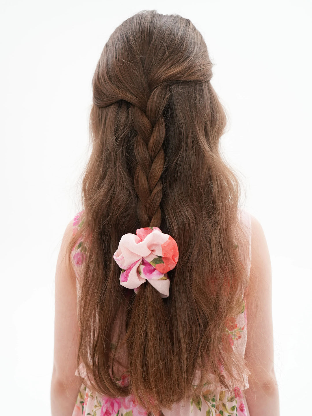 BRUNA, BLACK HAIR TIE WITH SMALL RASPBERRY FLOWERS