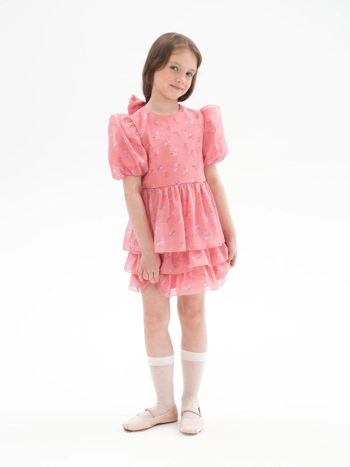 FIFI, A BABY PINK CHILDREN'S DRESS ADORNED WITH SMALL LAVENDER FLOWERS