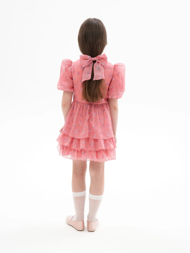 FIFI, A BABY PINK CHILDREN'S DRESS ADORNED WITH SMALL LAVENDER FLOWERS