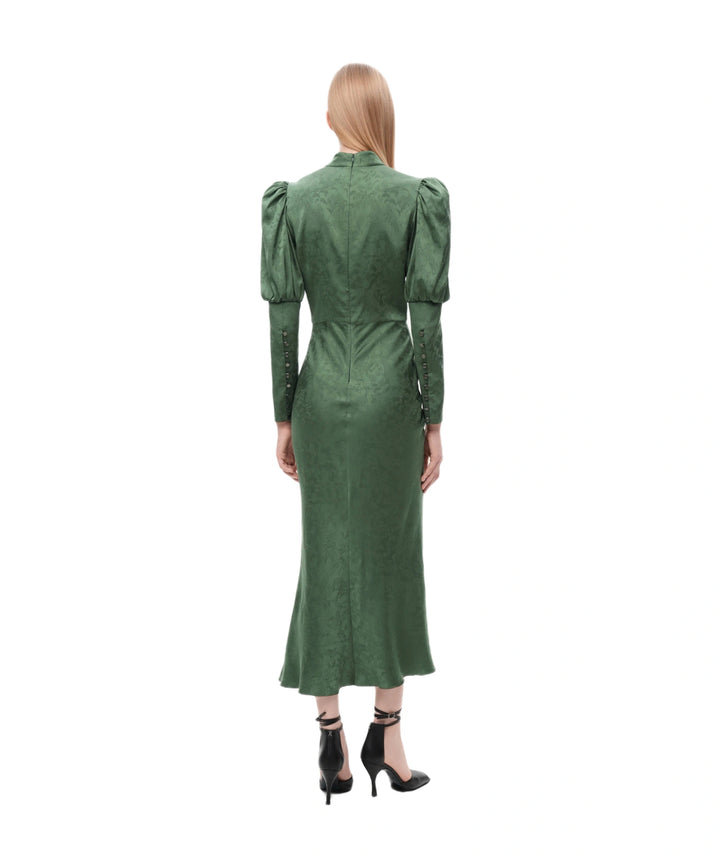 GIANNETTA, GREEN JACQUARD MIDI DRESS