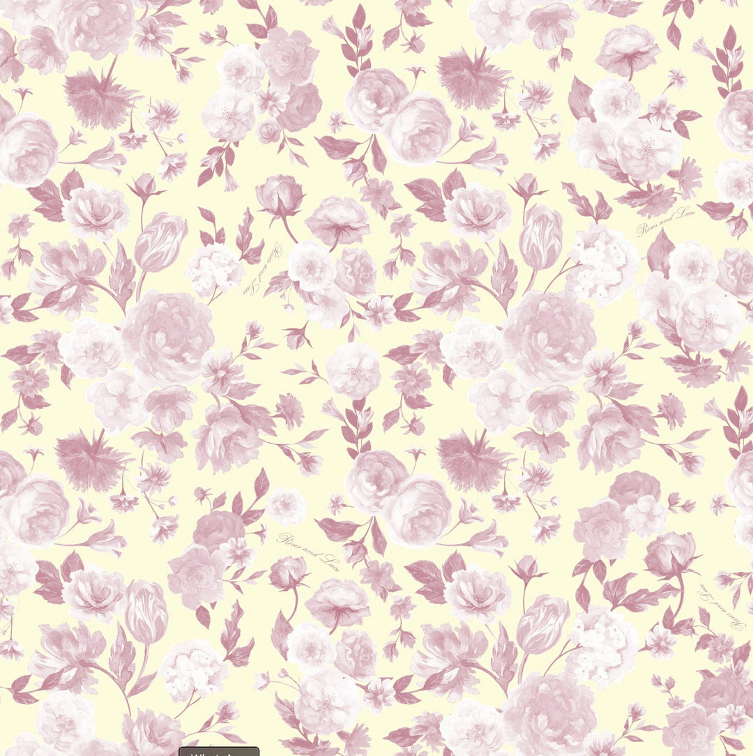 Lissa, maxi skirt made yellow chiffon with medium light pink flowers