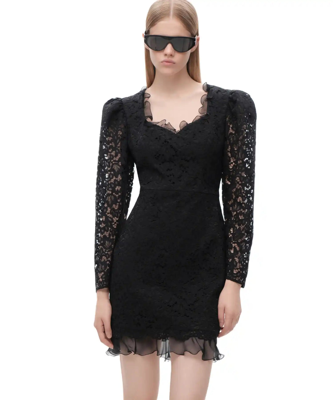 CHERIE, BLACK LACE MINI DRESS